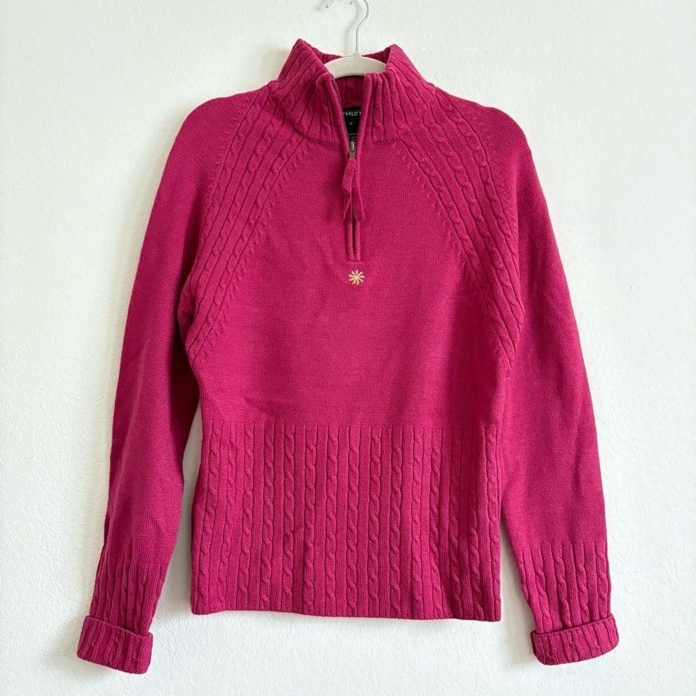 Athleta Women's 1/4 Zip Cable Knit Sweater size small